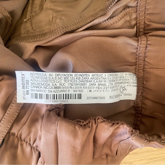 Zara Brown Pants Elastic Waist Size Small NWT - Picture 11 of 12